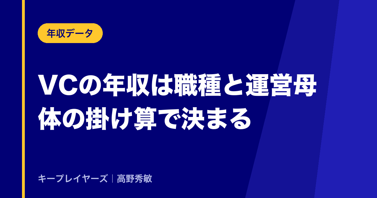 VCの年収は「職種」と「運営母体」の掛け算で決まる
