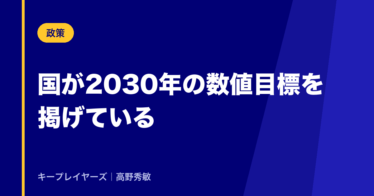 国が2030年の数値目標を掲げている