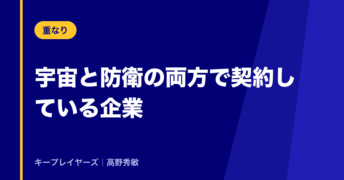 中央列｜宇宙と防衛の両方で契約している企業