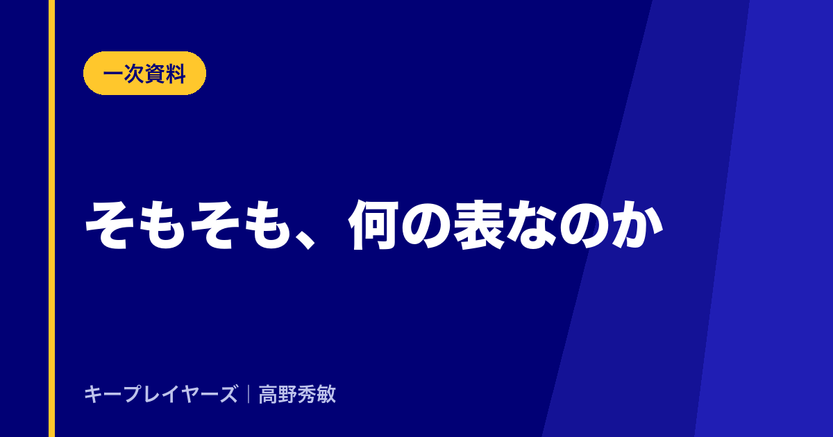 そもそも、何の表なのか